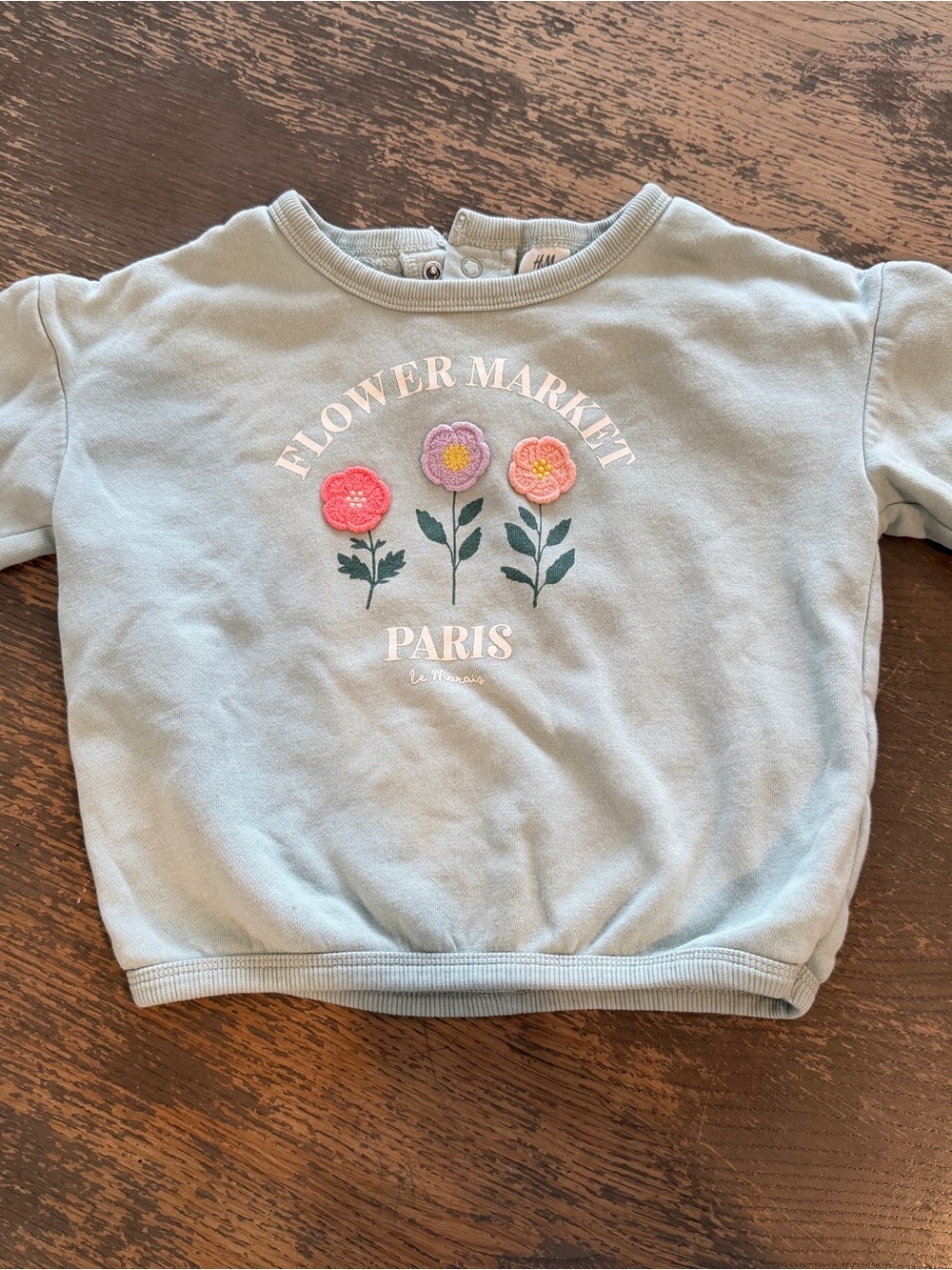 H&M Flower Market Paris Sweatshirt | Size 9–12M | Embroidered Flowers